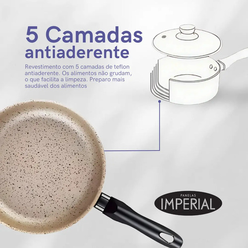 Conjunto de panelas antiaderente 10 peças Coffee cappuccino Imperial