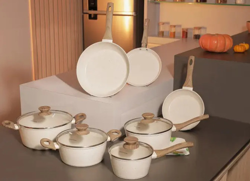 Conjunto de panelas com 10 pecas cook marmol mimo style