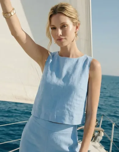 Conjunto feminino linho calca pantalona e blusa regata