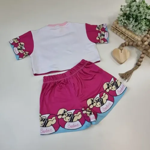 Conjunto Infantil 2 Peças Blusa Short Menina Moda Rosa