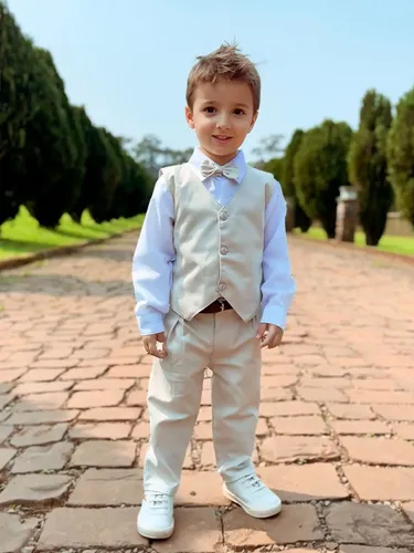 Conjunto infantil colete calca bege pmg1234681012