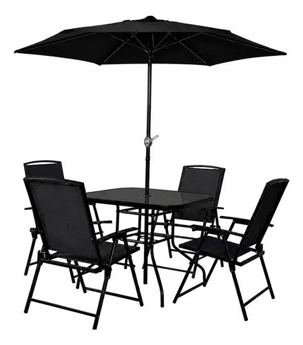 Conjunto mesa 4 cadeira guarda sol jardim casa lys