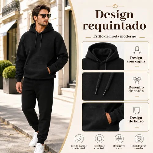 Conjunto Moletom Masculino,incluir Casaco Com Capuz E Calças