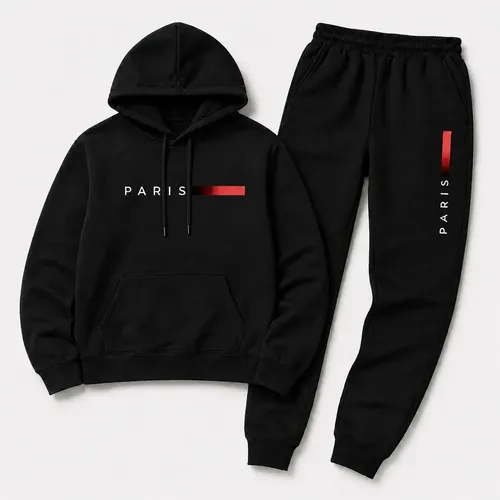 Conjunto Moletom Unissex Paris Canguru Com Capuz Calça