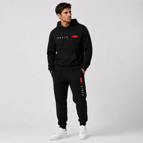 Conjunto Moletom Unissex Paris Canguru Com Capuz Calça