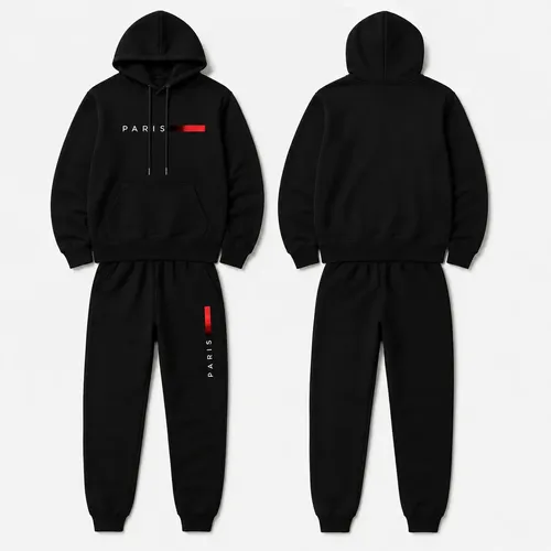 Conjunto Moletom Unissex Paris Canguru Com Capuz Calça