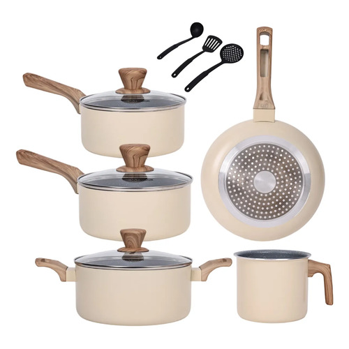 Conjunto panelas ceramica antiaderente inducao gas 8 pecas