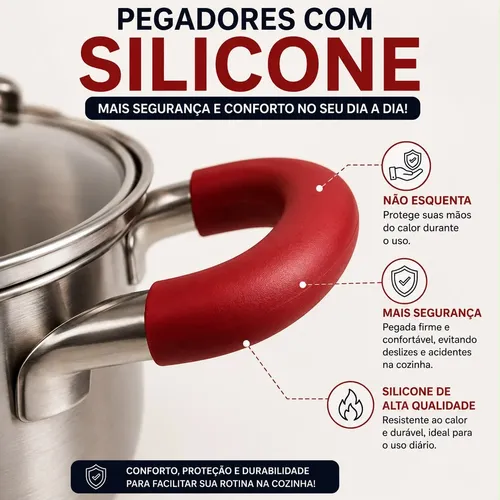 Conjunto Panelas Francesas Genebra 12 Peças Inox E Vidro