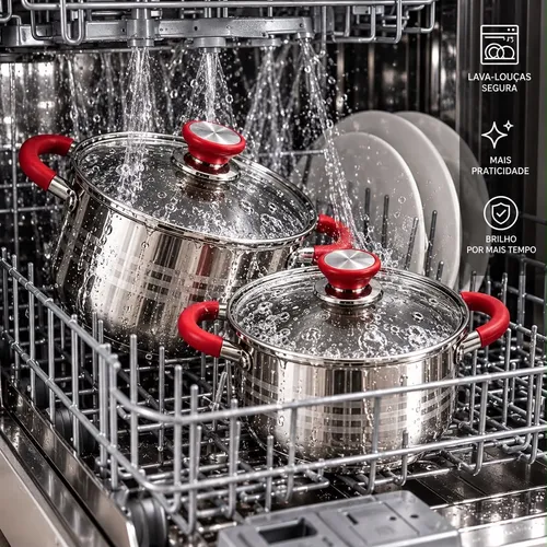 Conjunto Panelas Francesas Genebra 12 Peças Inox E Vidro