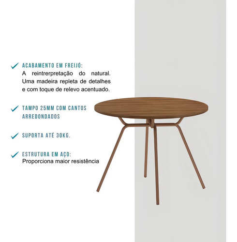 Conjunto Sala de Jantar 4 Cadeiras San Francisco Carraro Freijó com Rosê