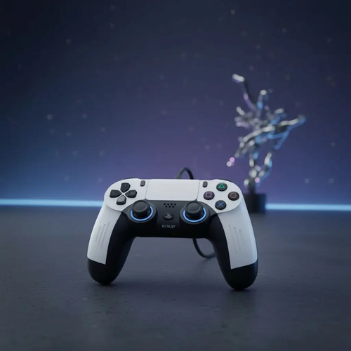 Controle gamer c fio compativel ps5 pc vibracao touch pad 1