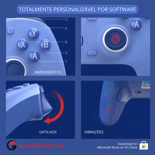 Controle Gamesir G7 Se Com Fio Para Xbox One Series S X Pc Hall Effect Botões Mecânicos Cor Azul