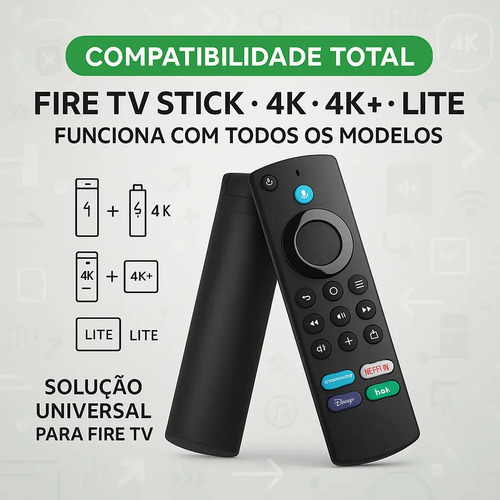 Controle Remoto Compativel Fire Tv Stick Lite Alexa + Pilhas