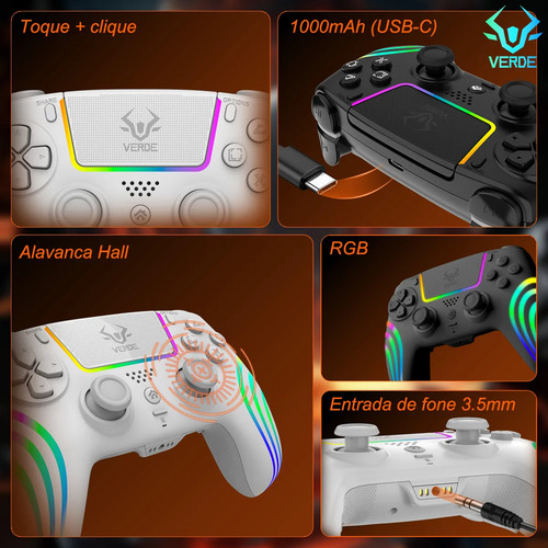 Controle Rgb Sem Fio Compativel Com Ps4 Pc Celular