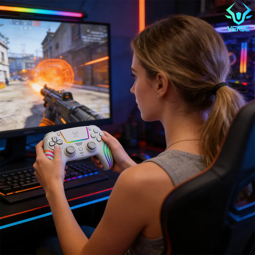 Controle Rgb Sem Fio Compativel Com Ps4 Pc Celular