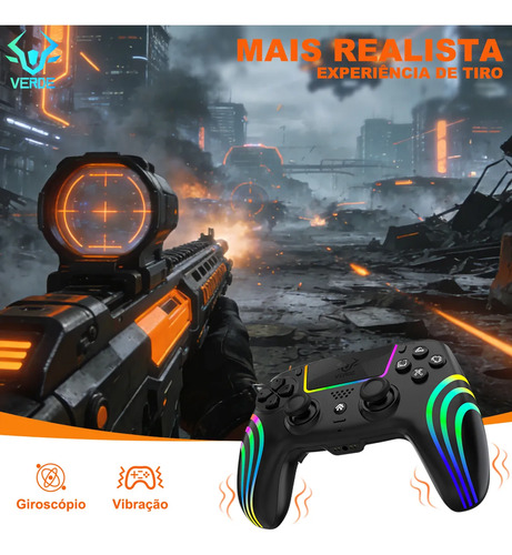 Controle Rgb Sem Fio Compativel Com Ps4 Pc Celular