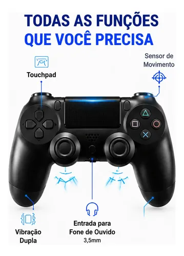 Controle Sem Fio Compatível Com Pc Gamer Ps4 Branco