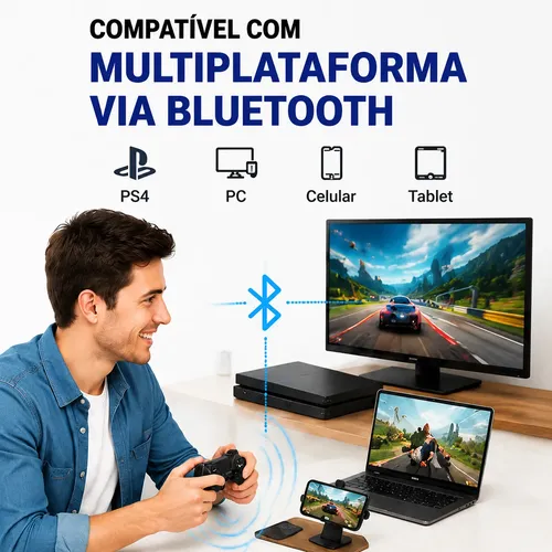 Controle Sem Fio Compatível Com Pc Gamer Ps4 Branco