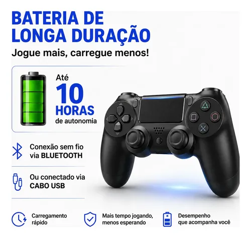 Controle Sem Fio Compatível Com Pc Gamer Ps4 Branco
