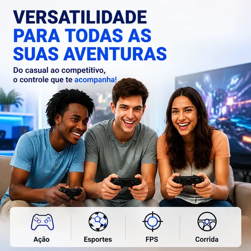 Controle Sem Fio Compatível Com Pc Gamer Ps4 Branco