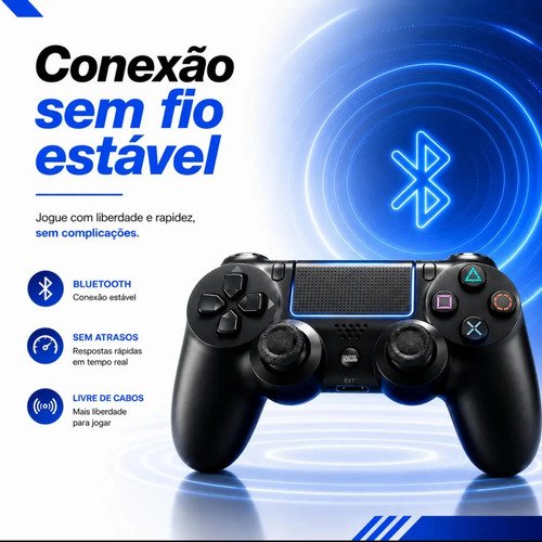 Controle Sem Fio Manete Bluetooth Joystick Para PS4 Tv Smart Samsung Pc Vídeo Game Celular com P2