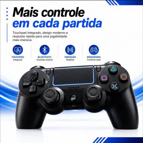 Controle Sem Fio Manete Bluetooth Joystick Para PS4 Tv Smart Samsung Pc Vídeo Game Celular com P2