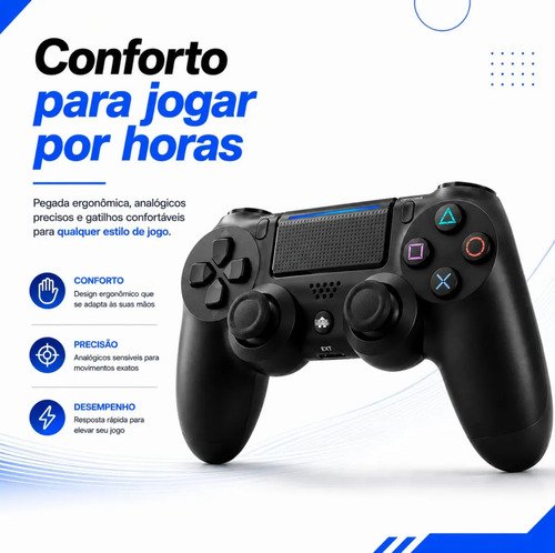 Controle Sem Fio Manete Bluetooth Joystick Para PS4 Tv Smart Samsung Pc Vídeo Game Celular com P2