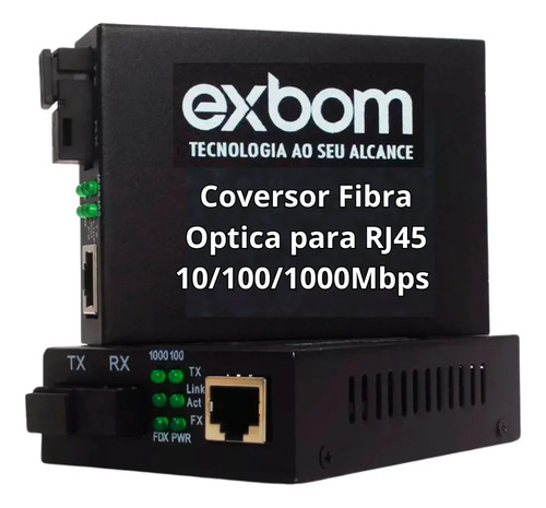 Conversor Mídia Fibra Óptica Gigabit Rj45 1000mb Par A+b
