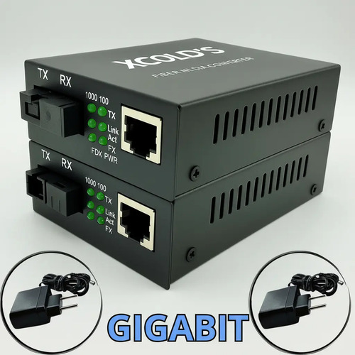Conversor rj45 midia fibra optica rede gigabit 101001000mb p