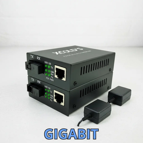 Conversor Rj45 Mídia Fibra Óptica Rede Gigabit 10/100/1000mb Par A+b Extensor Compatível Com Starlink Ethernet Cftv Xcolds