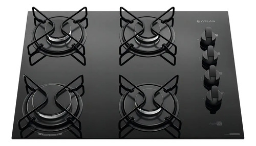Cooktop 4 bocas atlas agile up mesa vidro mega chama bivolt