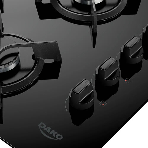 Cooktop 4 Bocas Dako Supreme Com Mesa de Vidro e Tripla Chama Preto Bivolt