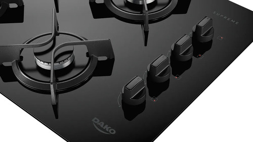 Cooktop 4 Bocas Dako Supreme Com Mesa de Vidro e Tripla Chama Preto Bivolt