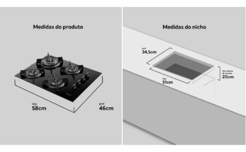 Cooktop 4 Bocas Dako Supreme Com Mesa de Vidro e Tripla Chama Preto Bivolt