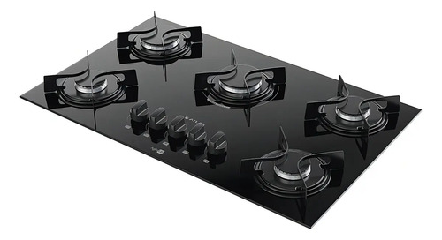 Cooktop 5 bocas atlas agile up preto com mesa de vidro e meg
