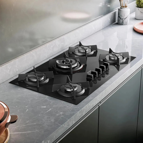 Cooktop 5 Bocas Dako Supreme Com Tripla Chama Preto Bivolt Preto
