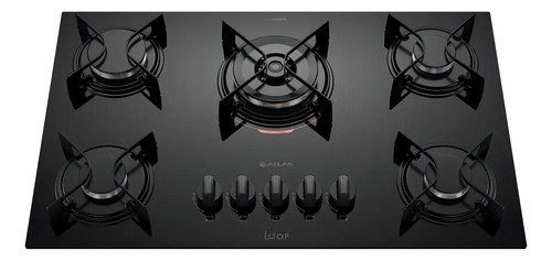 Cooktop 5 bocas preto mesa de vidro atlas u top