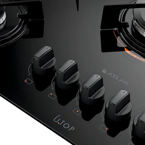 Cooktop 5 Bocas Preto Mesa De Vidro Atlas U Top