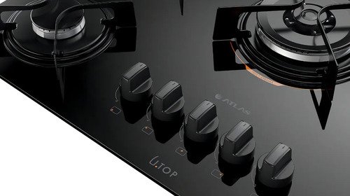 Cooktop 5 Bocas Preto Mesa De Vidro Atlas U Top
