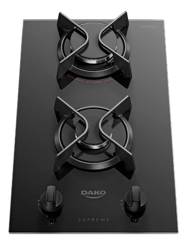 Cooktop A Gás Dako Supreme 2 Bocas Mesa Vidro Temperado Preto