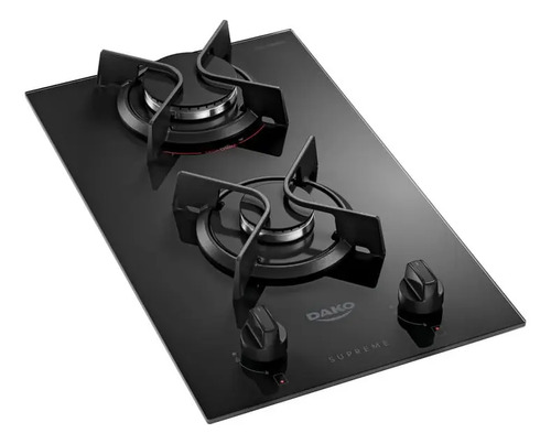 Cooktop A Gás Dako Supreme 2 Bocas Mesa Vidro Temperado Preto