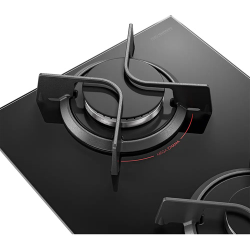 Cooktop A Gás Dako Supreme 2 Bocas Mesa Vidro Temperado Preto