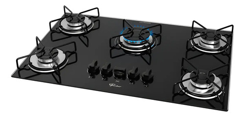 Cooktop a gas fischer 5 bocas fit line trempe esmaltada aram