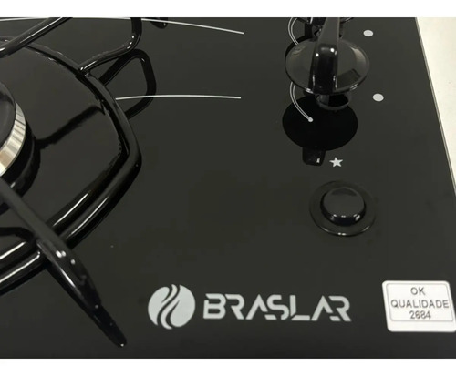 Cooktop Braslar Pop Gás 4 Bocas Mesa Vidro - Cor Preto