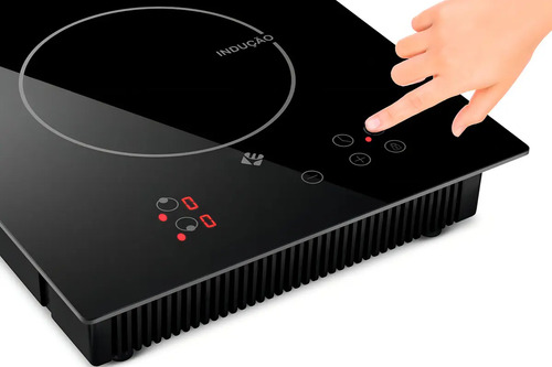 Cooktop De Indução 2 Boca Preto Com Trava De Segurança Painel Touch Screen