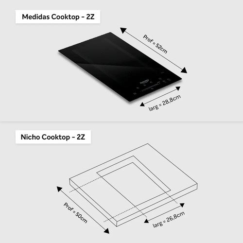 Cooktop De Indução 2 Bocas Dako Com Zona Flexível e 9 Níveis de Potência Mais Turbo