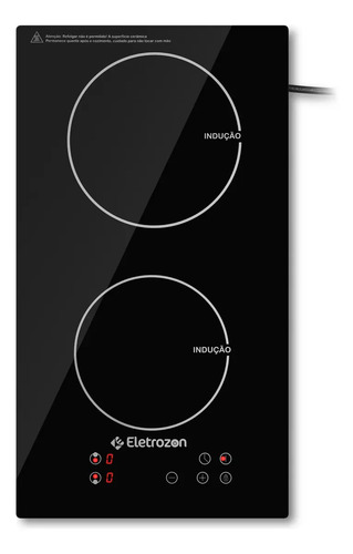 Cooktop de inducao 2 bocas preto com trava de seguranca pain