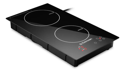 Cooktop De Indução 2 Bocas Preto Com Trava De Segurança Painel Touch Screen