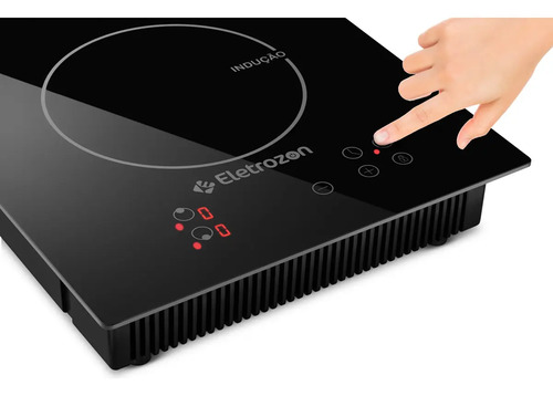 Cooktop De Indução 2 Bocas Preto Com Trava De Segurança Painel Touch Screen