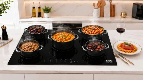 Cooktop de Indução Cinco Bocas EOS 90cm Preto 9500W ECI05EP 220V